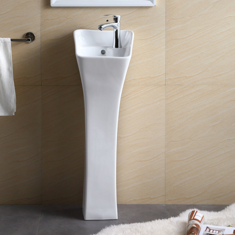Fine Fixtures 34.25" Tall Vitreous China Rectangular Pedestal Bathroom
